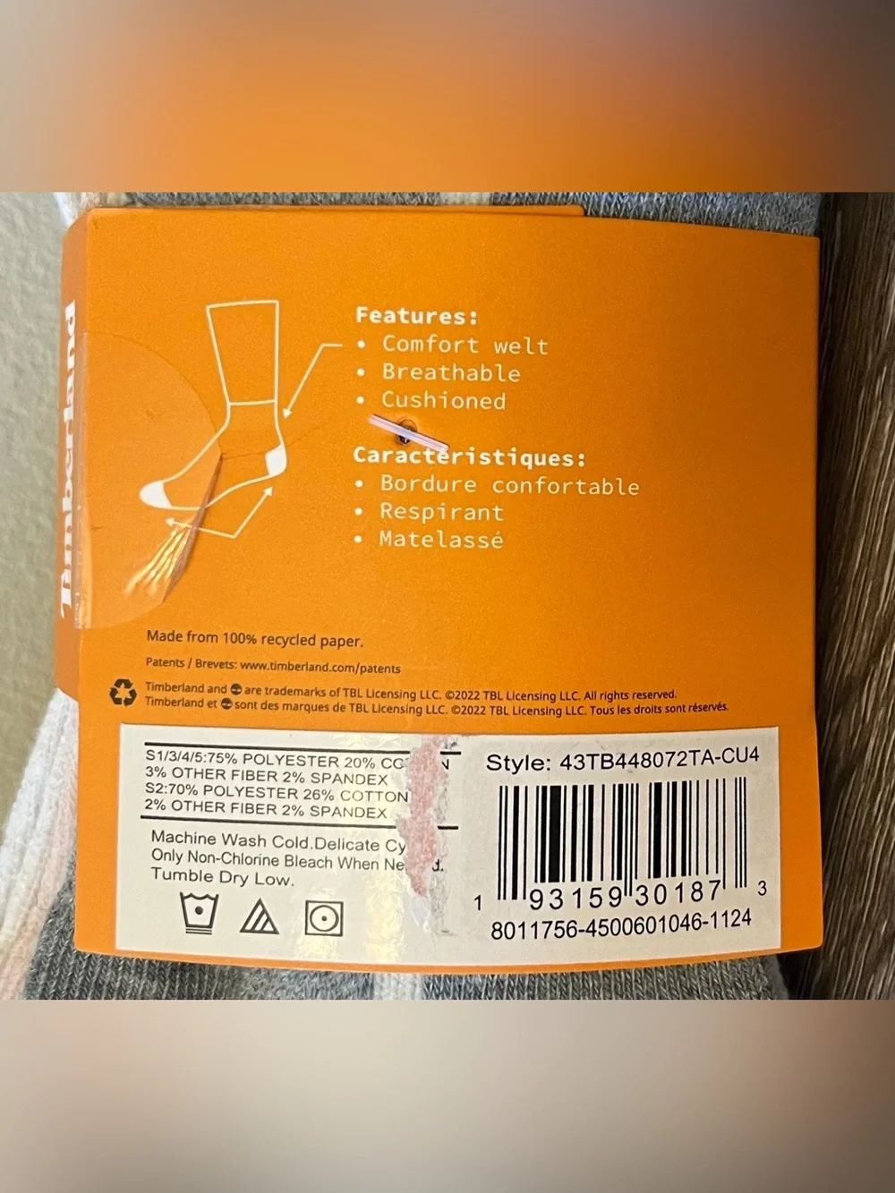 NWT Timberland Cushioned Quarter Socks 5 Pair Women's Size 6.5 - 9.5